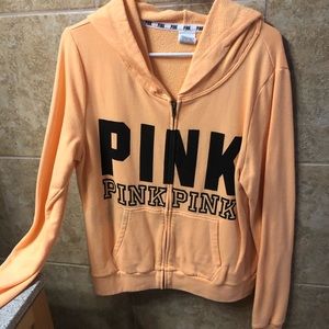 Light orange Victoria’s Secret PINK zip hoodie